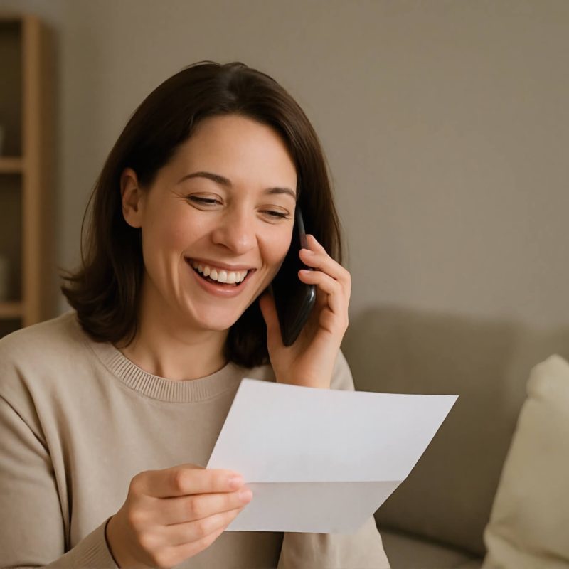 Happy woman on phone